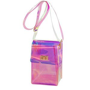 Clear Iridescent Shoulder Purse, Holographic Transparent Crossbody Bag See o_o